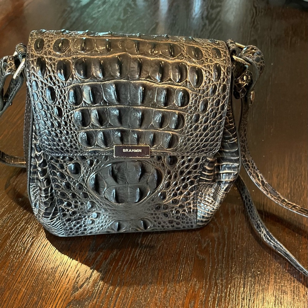 Brahmin Black Crocodile Embossed Women's Bag